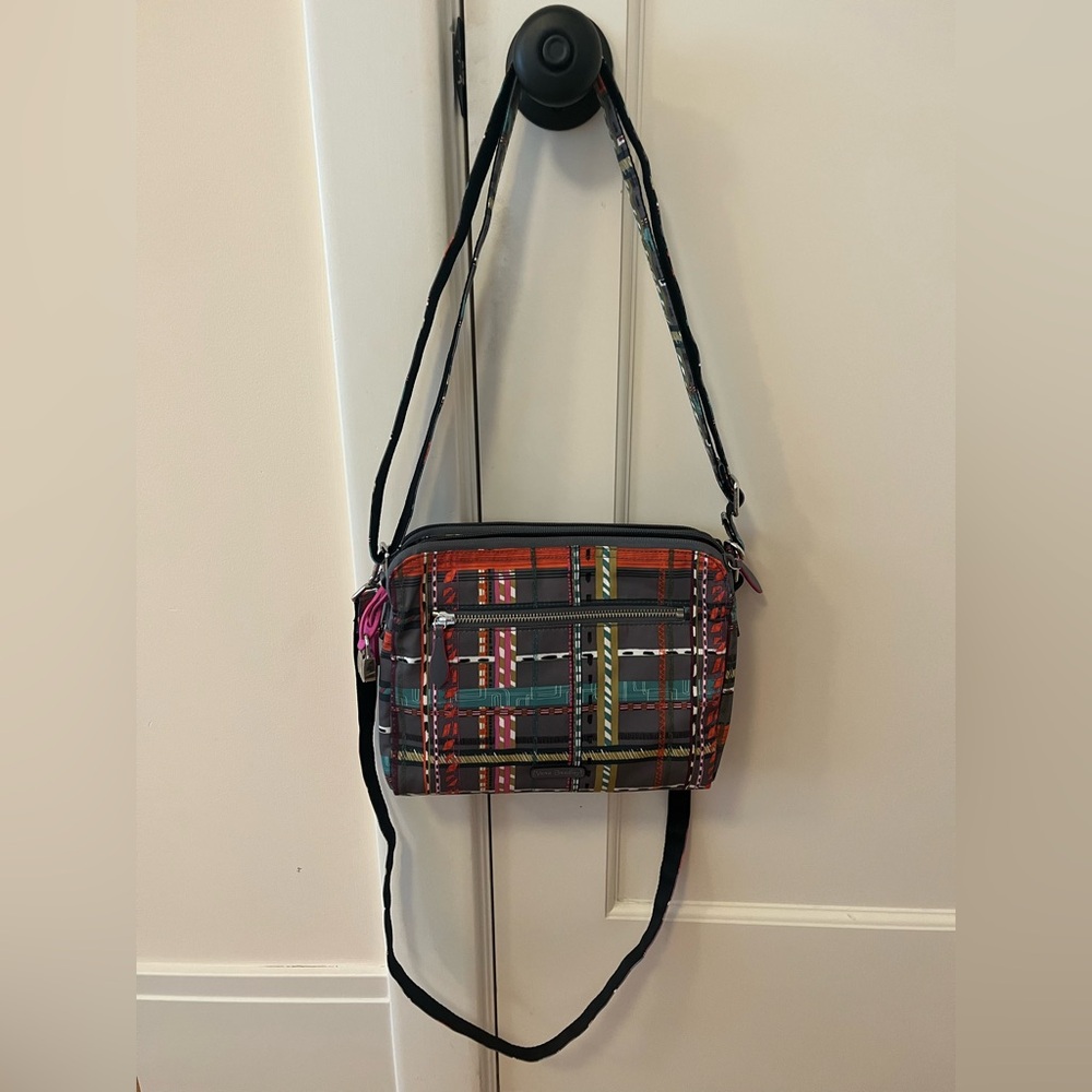 Vera Bradley Midtown Crossbody Bag City Plaid Grey Green Pink Orange Convertible